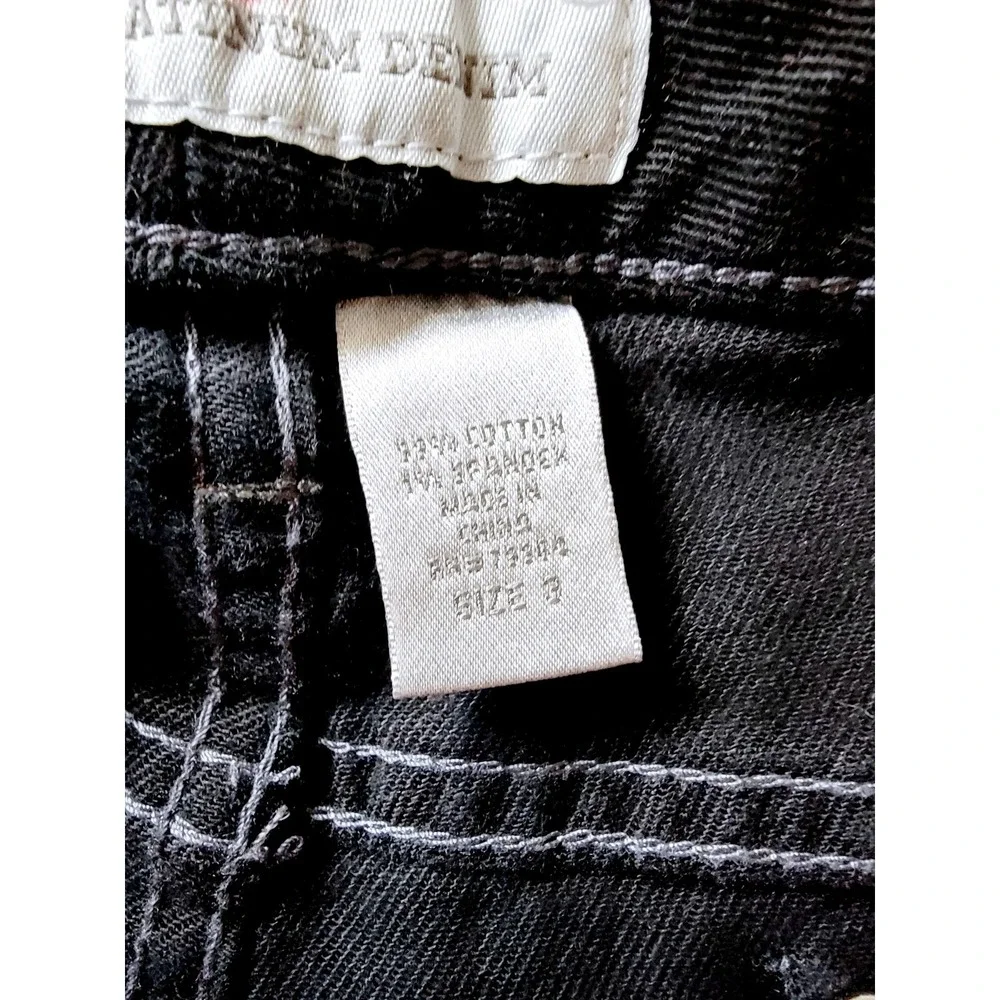 Chico's 3 Platinum Denim Black Bermuda‎ Shorts Contrast Stitch  XL Beach Jeans
